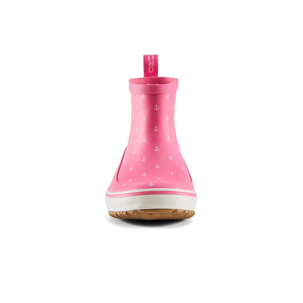 Grundens Kid's Guppy Rain Boots - Pink Anchor Print - Steveston Marine and Hardware