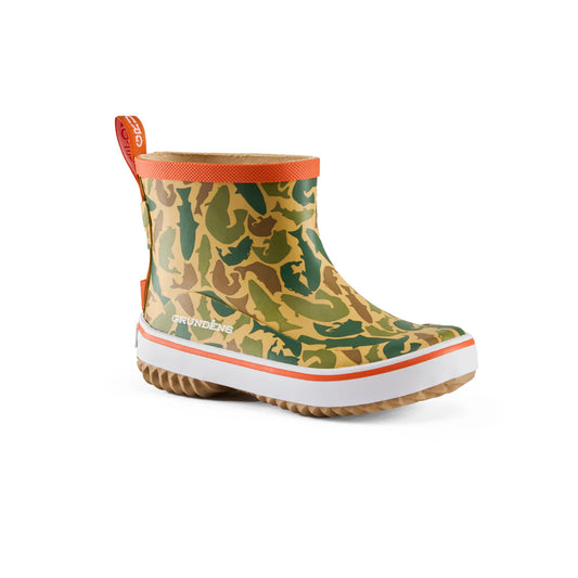 Grundens Kid's Guppy Rain Boots - Fish Camo
