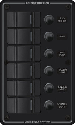 Blue Sea Systems Water Resistant Circuit Breaker Panel 8 Position-Black - 8371
