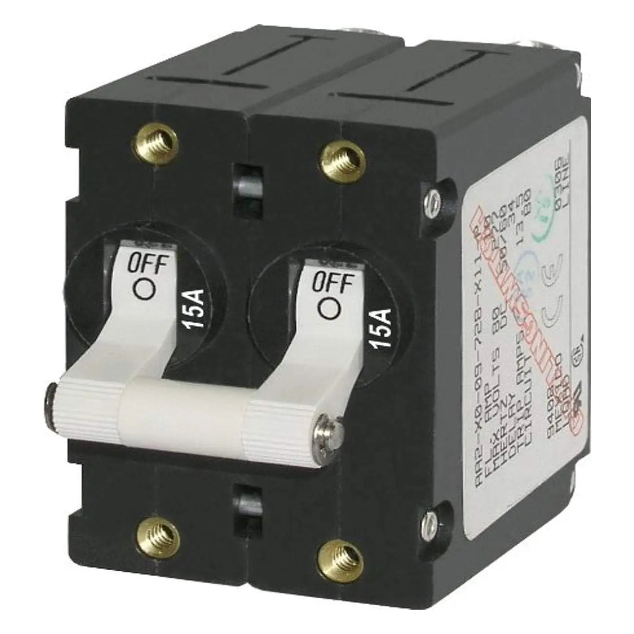 Blue Sea Systems A - Series White Toggle Circuit Breaker - Double Pole 15A - 7235 - Steveston Marine and Hardware