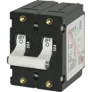 Blue Sea Systems A - Series White Toggle Circuit Breaker - Double Pole 50A - 7242 - Steveston Marine and Hardware