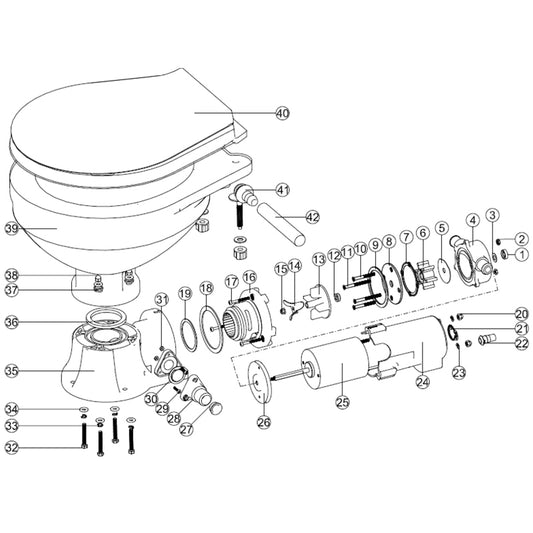 Plastic base for electric toilets with spare parts