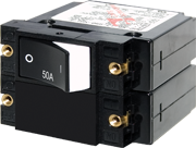 Blue Sea Systems A-Series Raised Rocker Circuit Breaker - Double Pole 50A