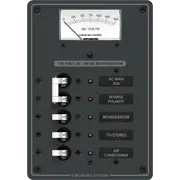 Blue Sea Systems Traditional Metal Panel - AC Main + 3 Positions, AC Voltmeter - 8043 - Steveston Marine and Hardware