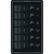 blue sea systems water resistant circuit breaker panel 6 position-black - 8373