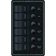 Blue Sea Systems Water Resistant Circuit Breaker Panel 6 Position-Black - 8373