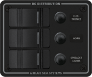 Blue Sea Systems Water Resistant Circuit Breaker Panel 3 Position-Black - 8374