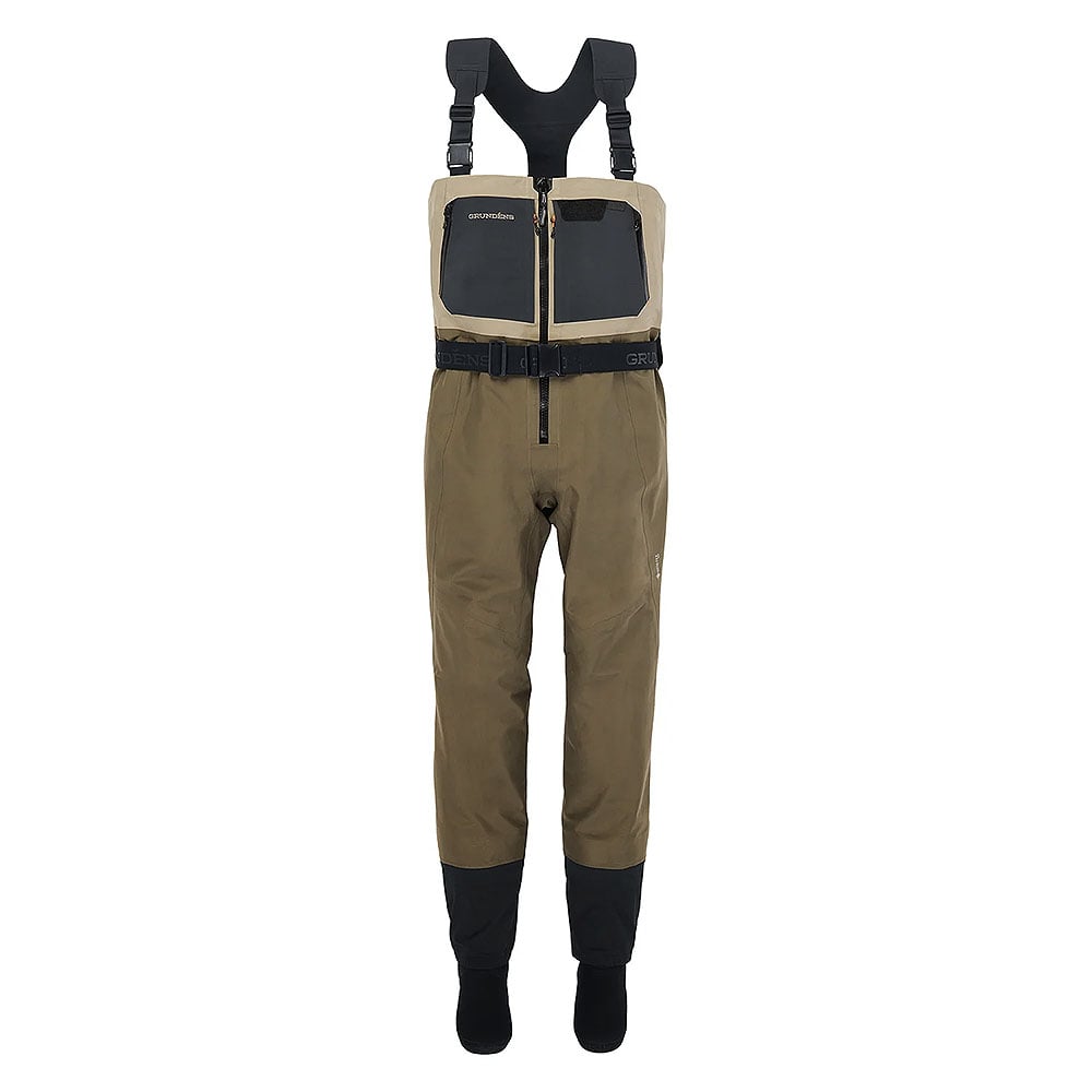 Grundens Boundary Gore-Tex Zip Stockingfoot Wader Stone/Otter Size LG Short (9-11) - 90001-356