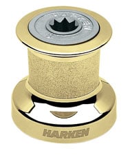 Harken Single Speed Winch w-polished bronze base & drum, alum top