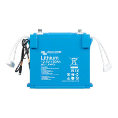 Blue lithium battery with Victron Energy branding on a white background