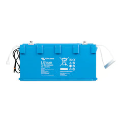 Blue lithium battery with Victron Energy branding on a white background