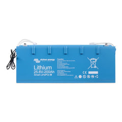 Blue lithium battery with Victron Energy branding on a white background