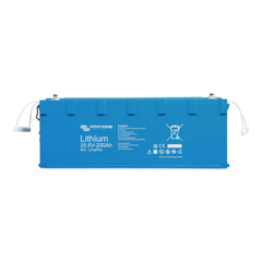 Blue lithium battery with Victron Energy branding on a white background