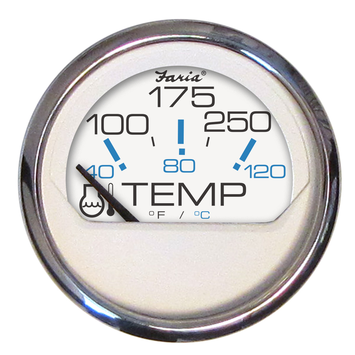 Faria Water Temperature Gauge 100-250 F Chesapeake White - 14804