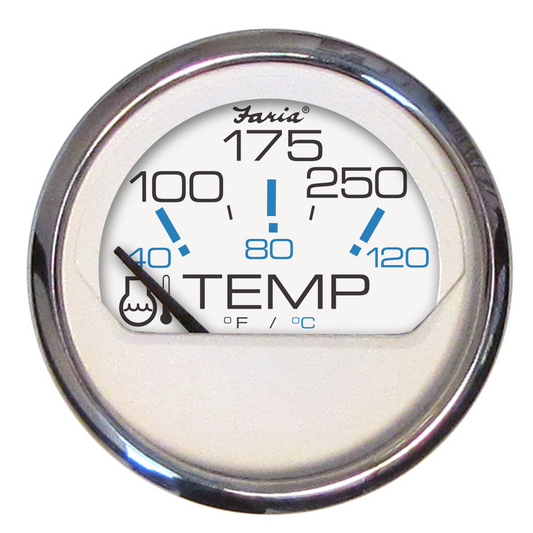 Faria Water Temperature Gauge 100-250 F Chesapeake White - 14804