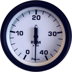 Faria Euro White Tachometer with Hourmeter 4000 RPM - 32941
