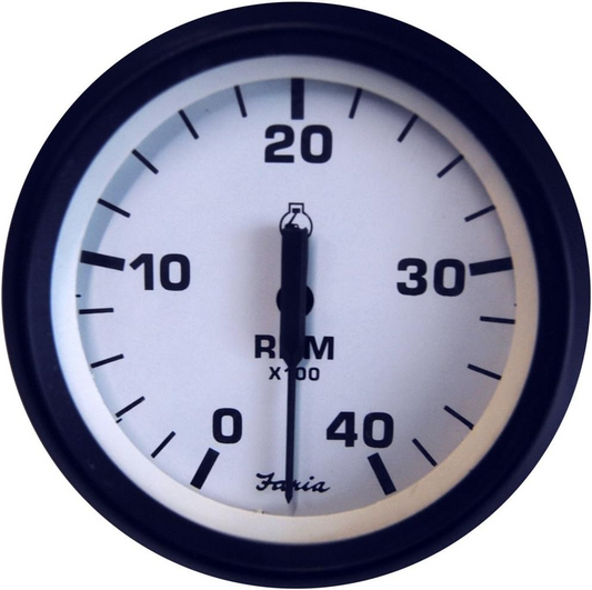 Faria Euro White Tachometer with Hourmeter 4000 RPM - 32941
