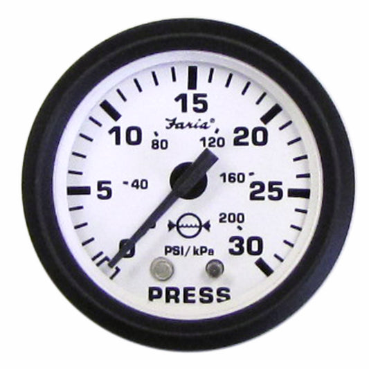 Faria Water Pressure Gauge 60 PSI Euro White - 12975