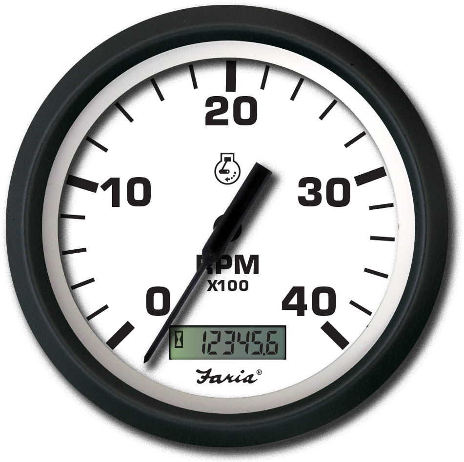 Faria Tachometer with Hourmeter 3000 RPM Euro White - 32931