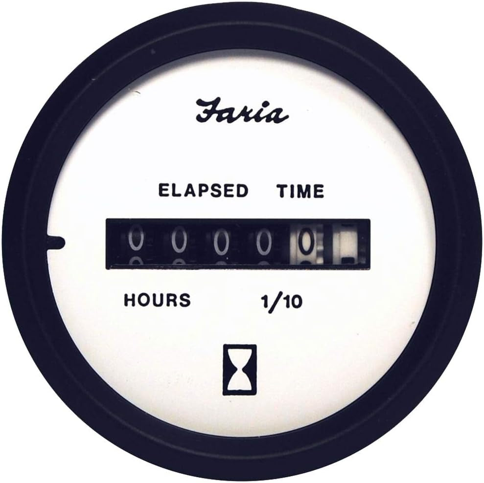 Faria Hourmeter Digital (12-32 Volts) Euro White - FAR12913