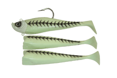 Lighthouse 4oz Mega Bite Swim Tail Jigs Super Glow Hurricane 2 pcs - Steveston Marine and Hardware