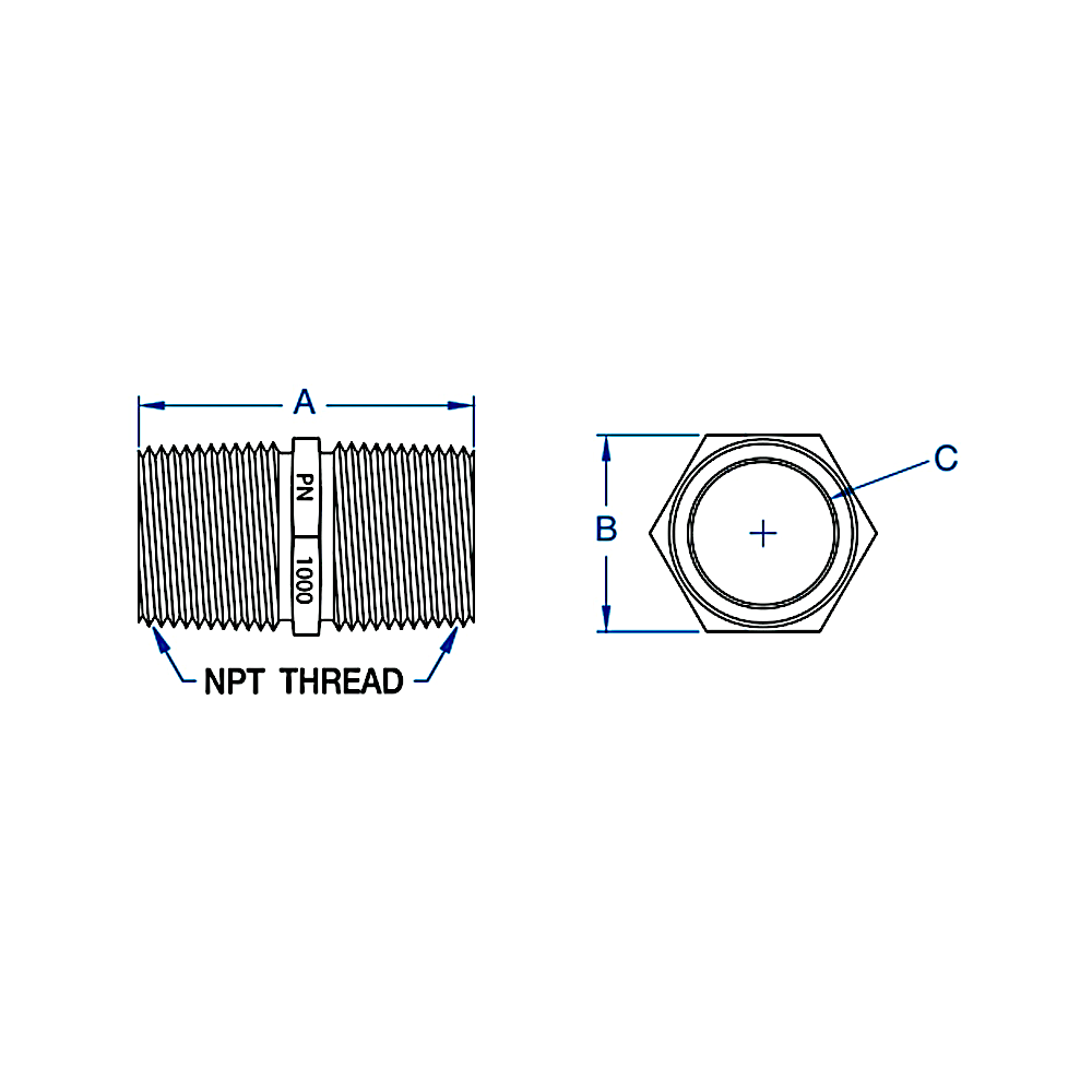 Groco PN-750 3/4" NPT Bronze Pipe Nipple (PN-750)