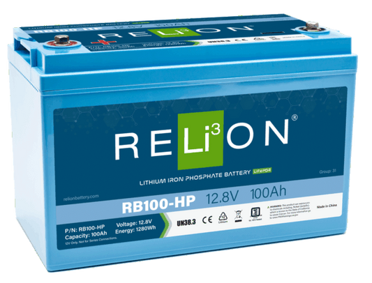 RELiON Lithium Starting Battery - RB100-HP 12V 100Ah Lithium Battery For Starting & Cycling