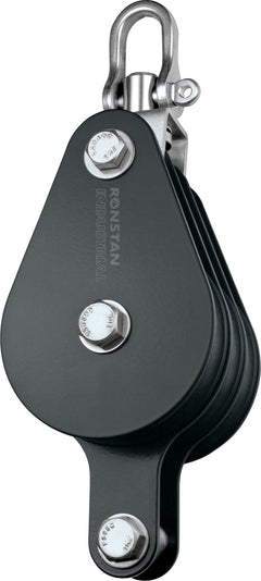 Industrial Block,Triple,. 75mm Sheave,Becket,Swivel