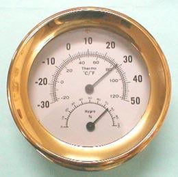 COMFORT METER. 3" BEZEL CAST CASE. HYGROMETER/THERMOMETER