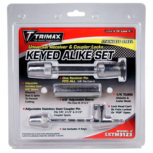 Trimax Stainless Steel Universal Receivers And Coupler Lock Sett-SXTM3123