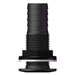 Tru Design Thruhull With 28mm Hose Barb Black - 90525