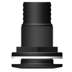 Tru Design Thruhull With 50mm Hose Barb Black - 90528