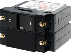 Blue Sea Systems A - Series Flat Rocker Circuit Breaker - Double Pole 15A - 7411 - Steveston Marine and Hardware