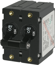 Blue Sea Systems A - Series Black Toggle Circuit Breaker - Double Pole 15A - 7234 - Steveston Marine and Hardware