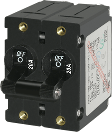 Blue Sea Systems A - Series Black Toggle Circuit Breaker - Double Pole 20A - 7236 - Steveston Marine and Hardware