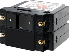 Blue Sea Systems A - Series Flat Rocker Circuit Breaker - Double Pole 50A - 7417 - Steveston Marine and Hardware