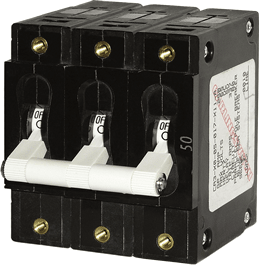 Blue Sea Systems C - Series White Toggle Circuit Breaker - Triple Pole 50 Amp - 7287 - Steveston Marine and Hardware