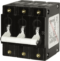 Blue Sea Systems C - Series White Toggle Circuit Breaker - Triple Pole 50 Amp - 7287 - Steveston Marine and Hardware