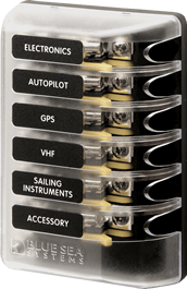 Blue Sea Systems ST Glass 6 Circuit Fuse Block with Cover - 5018 - Steveston Marine and Hardware