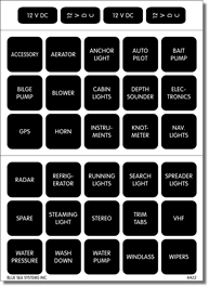 Blue Sea Systems Waterproof DC Label Kit - 30 Black Square Labels V1 - 4215 - Steveston Marine and Hardware