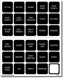 Blue Sea Systems Waterproof DC Label Kit - 30 Black Square Labels V2 - 4218 - Steveston Marine and Hardware