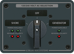 Blue Sea Systems AC Rotary Switch Panel 65 Ampere 2 positions + OFF, 4 Pole - 8369 - Steveston Marine and Hardware