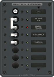 Blue Sea Panel 120V 2Pos W/Elci Main 30A