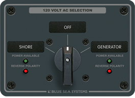Blue Sea Systems AC Rotary Switch Panel 30 Ampere 2 positions + OFF, 2 Pole - 8367 - Steveston Marine and Hardware
