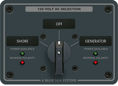 Blue Sea Systems AC Rotary Switch Panel 30 Ampere 2 positions + OFF, 2 Pole - 8367 - Steveston Marine and Hardware