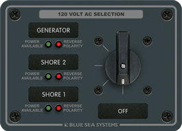 Blue Sea Systems AC Rotary Switch Panel 30 Ampere 3 positions + OFF, 2 Pole - 8366 - Steveston Marine and Hardware