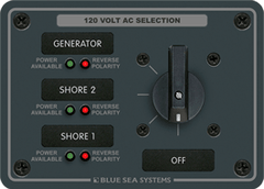 Blue Sea Systems AC Rotary Switch Panel 30 Ampere 3 positions + OFF, 2 Pole - 8366 - Steveston Marine and Hardware