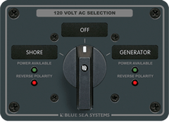 Blue Sea Systems AC Rotary Switch Panel 65 Ampere 2 positions + OFF, 2 Pole - 8365 - Steveston Marine and Hardware