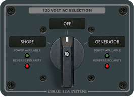 Blue Sea Systems AC Rotary Switch Panel 65 Ampere 2 positions + OFF, 2 Pole - 8365 - Steveston Marine and Hardware