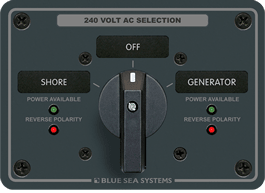 Blue Sea Systems AC Rotary Switch Panel 65 Ampere 2 positions + OFF, 3 Pole - 8363 - Steveston Marine and Hardware